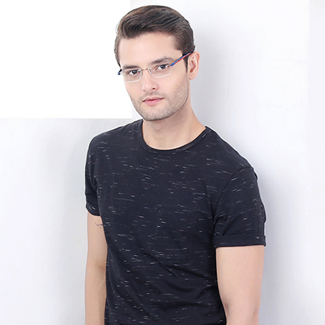 Lenskart Air Online Silver Rimless Rectangle left side