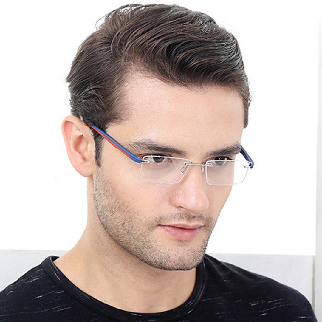 Lenskart Air Online Silver Rimless Rectangle right side