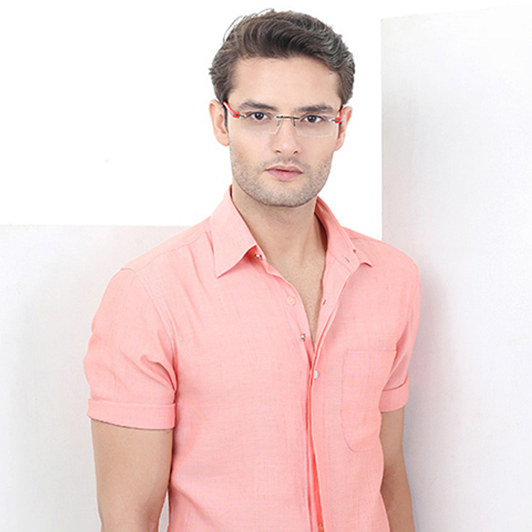 Lenskart Air Online Mid Gunmetal Rimless Rectangle right side