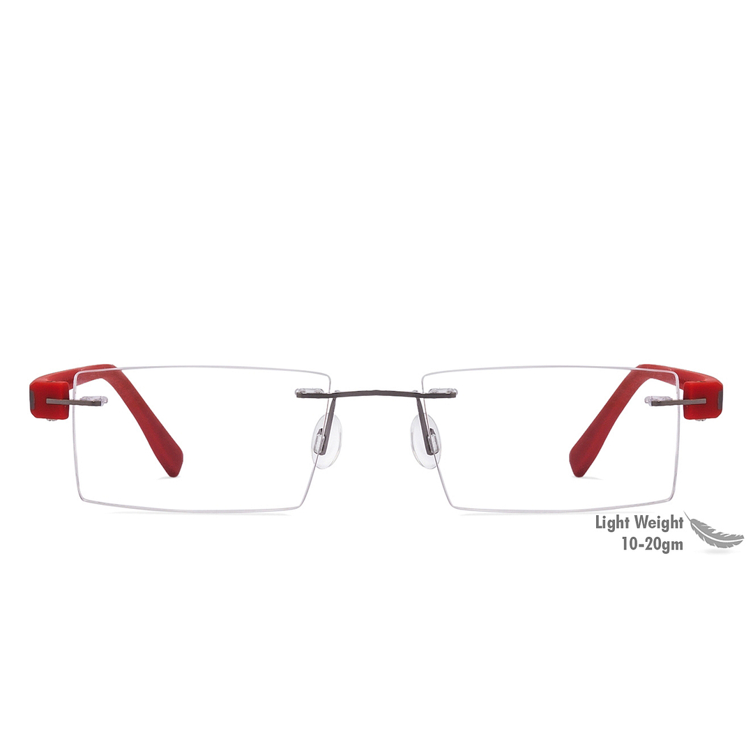 Lenskart Air Online Mid Gunmetal Rimless Rectangle left side