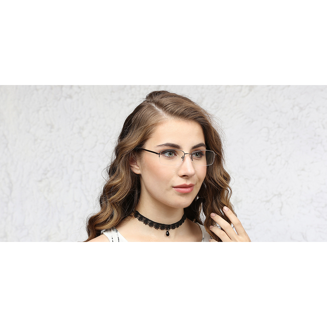 Vincent Chase Online Mid Gunmetal Half Rim Rectangle left side