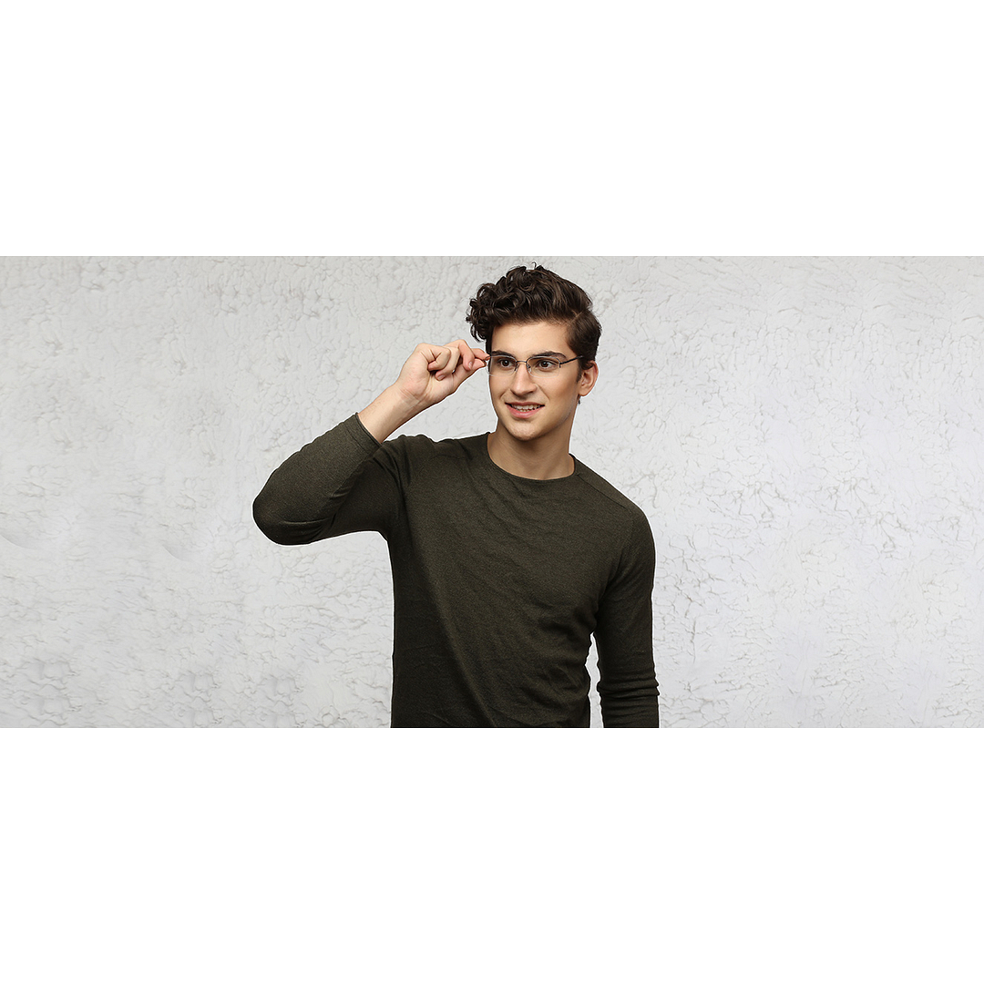 Vincent Chase Online Mid Gunmetal Half Rim Rectangle right side