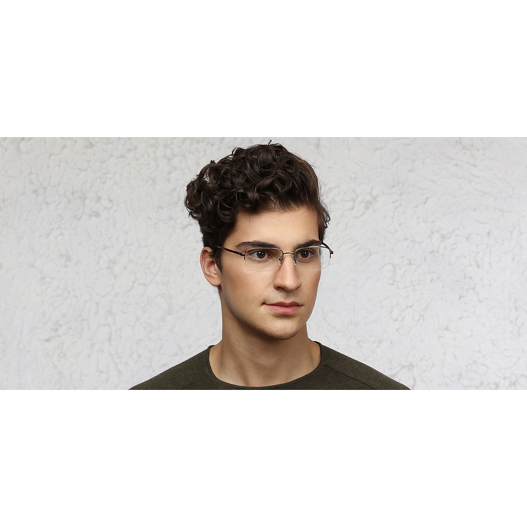 Vincent Chase Online Mid Gunmetal Half Rim Rectangle left side