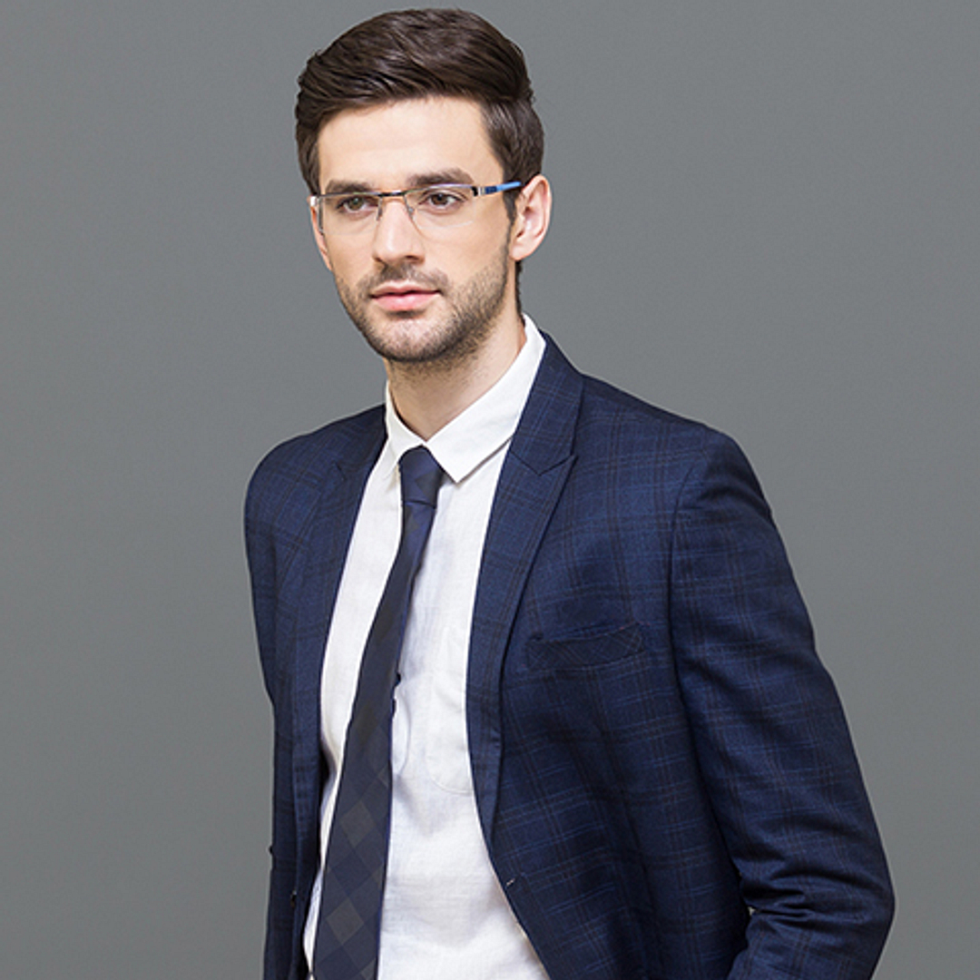 Lenskart Air Online Mid Gunmetal Half Rim Rectangle left side