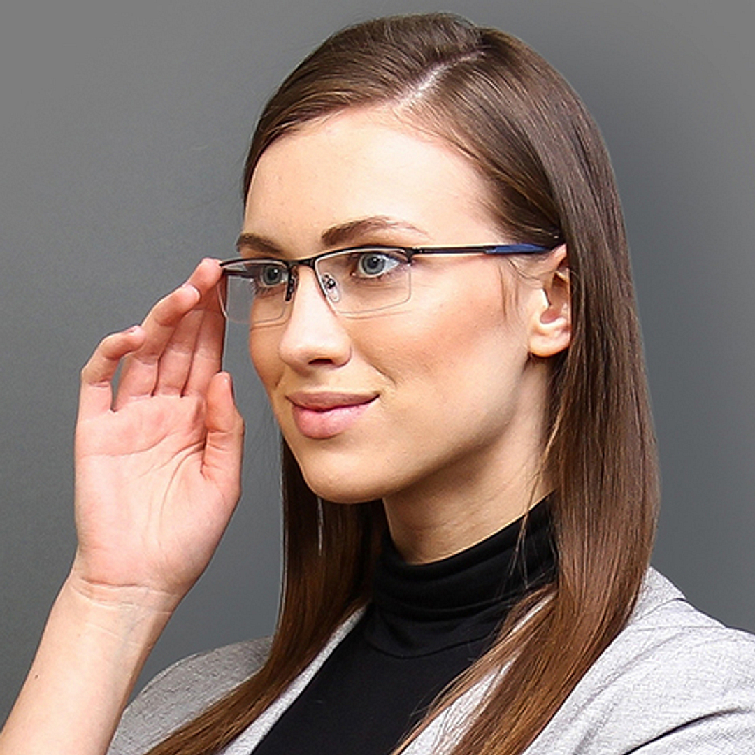 Vincent Chase Online Mid Gunmetal Half Rim Rectangle right side