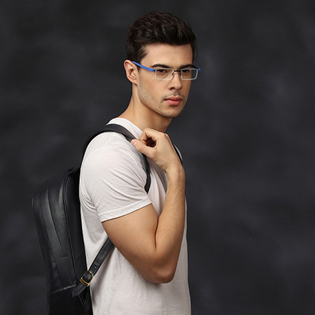 Lenskart Air Online Mid Gunmetal Half Rim Rectangle left side