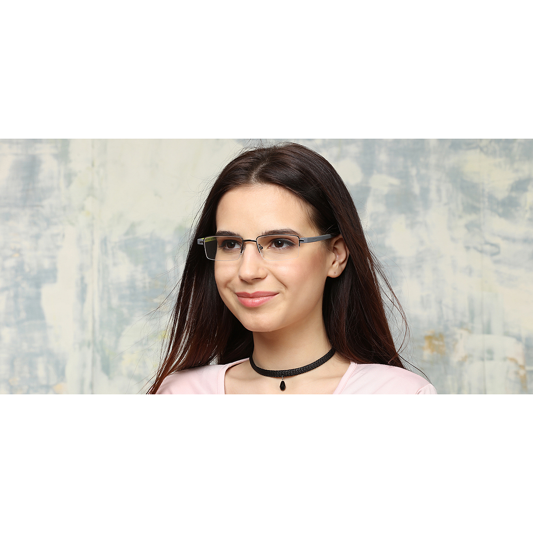 Lenskart Air Online Mid Gunmetal Half Rim Rectangle right side
