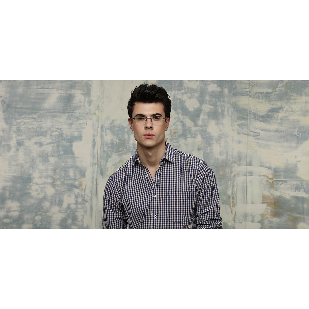 Lenskart Air Online Mid Gunmetal Half Rim Rectangle left side