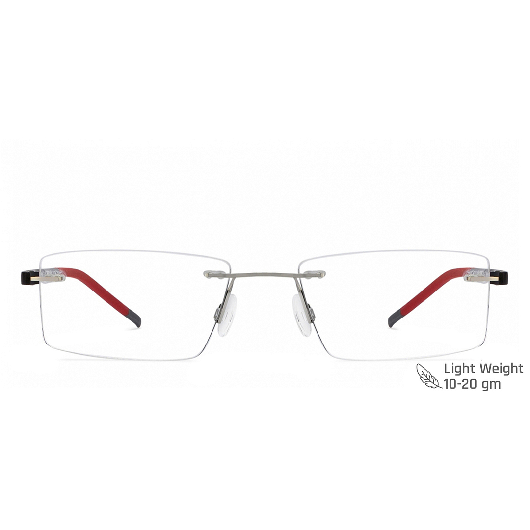 Lenskart Air Online Silver Rimless Rectangle left side
