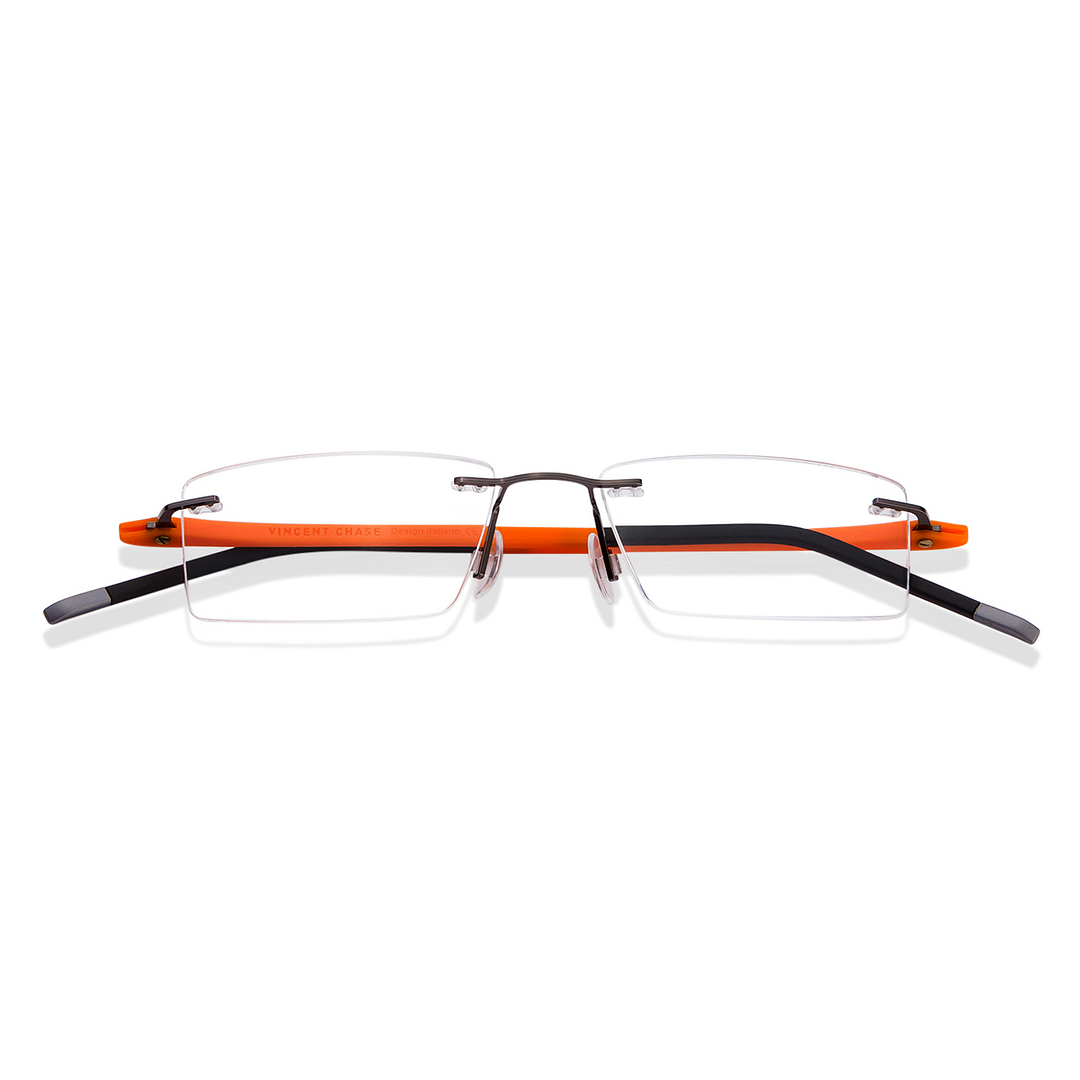 Lenskart Lenskart TOI Special: Gunmetal Orange Black Rimless Rectangle Lenskart TOI Special OTHERS VC E10224-C6 right side