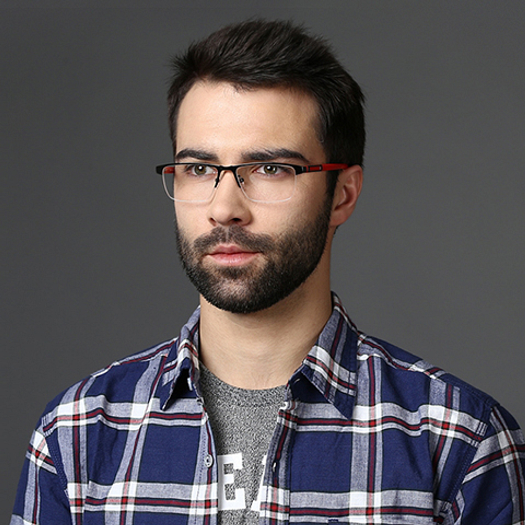 Vincent Chase Online Mid Gunmetal Half Rim Rectangle left side