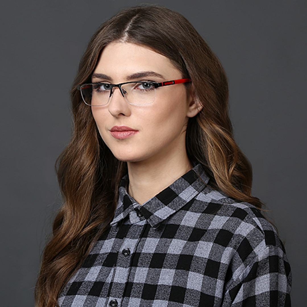 Vincent Chase Online Mid Gunmetal Half Rim Rectangle left side