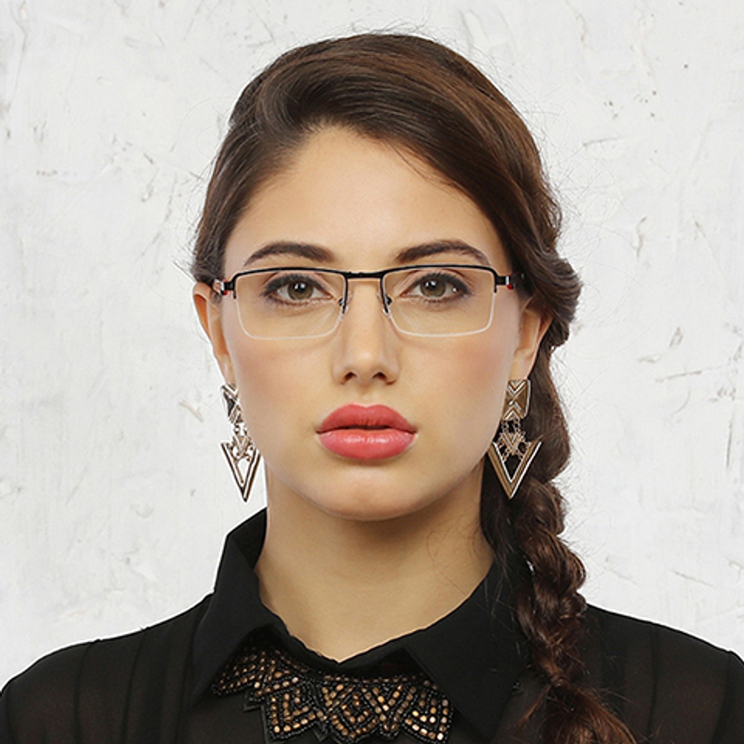 Vincent Chase Online Mid Gunmetal Half Rim Rectangle left side