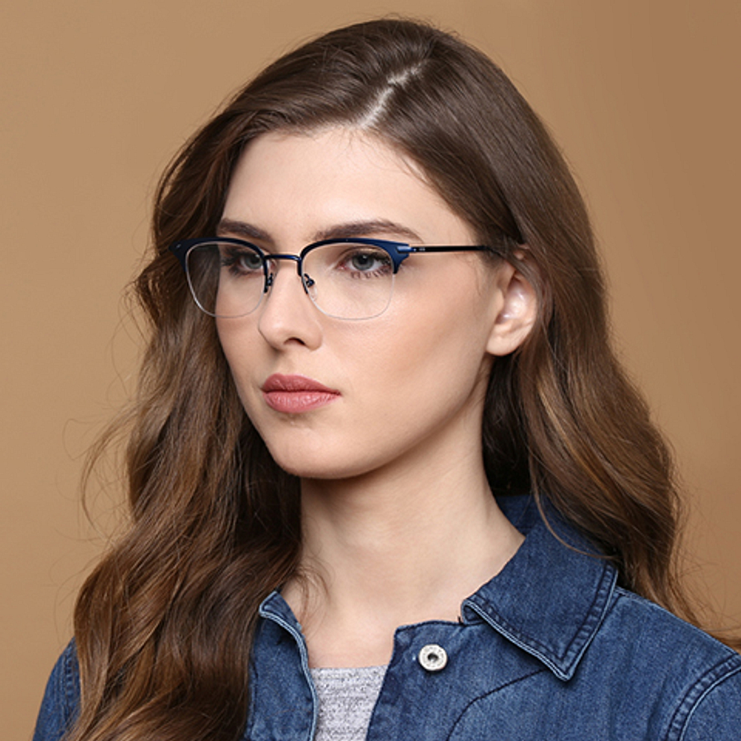 Vincent Chase Online Sky Blue Half Rim Square left side