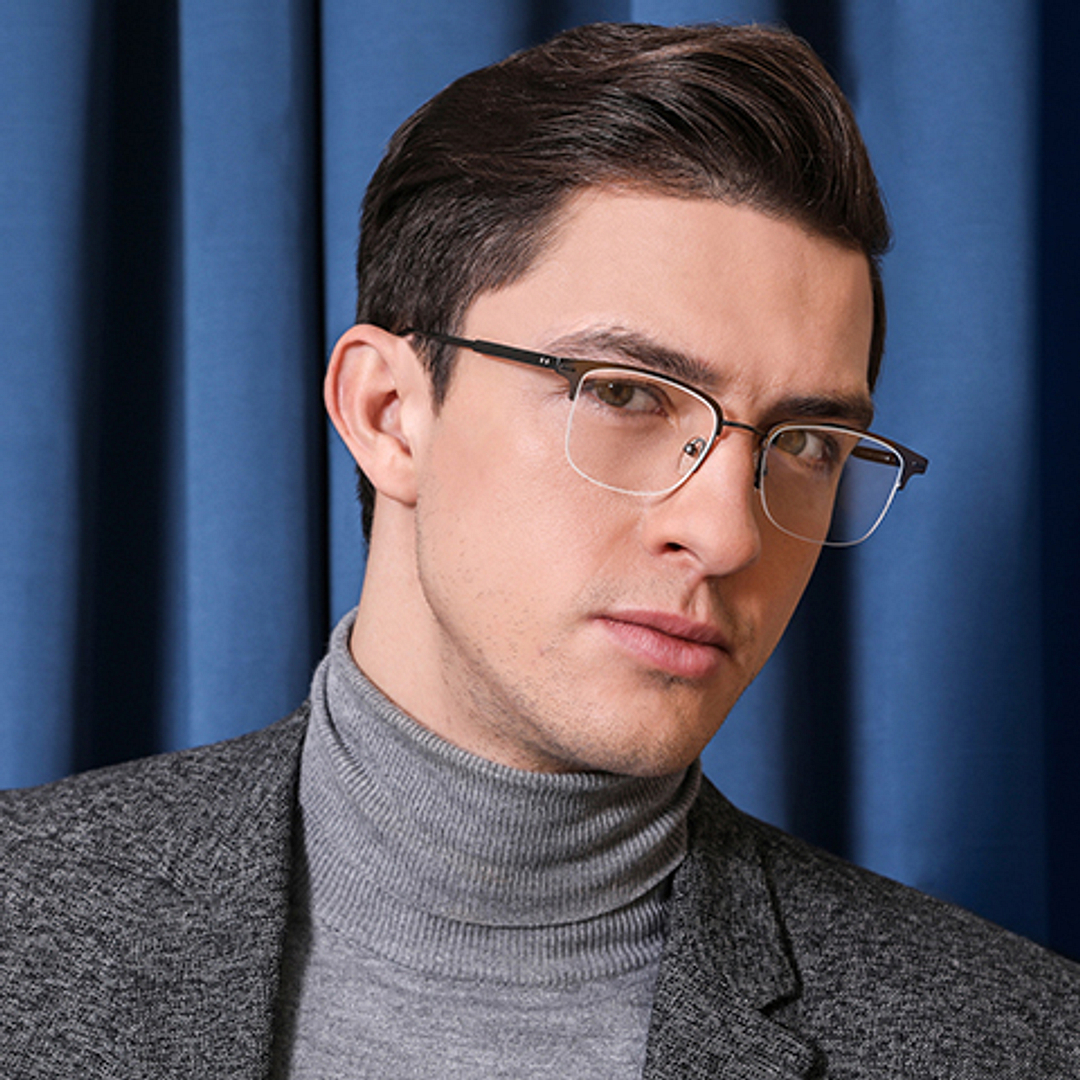 Vincent Chase Online Mid Gunmetal Half Rim Rectangle right side