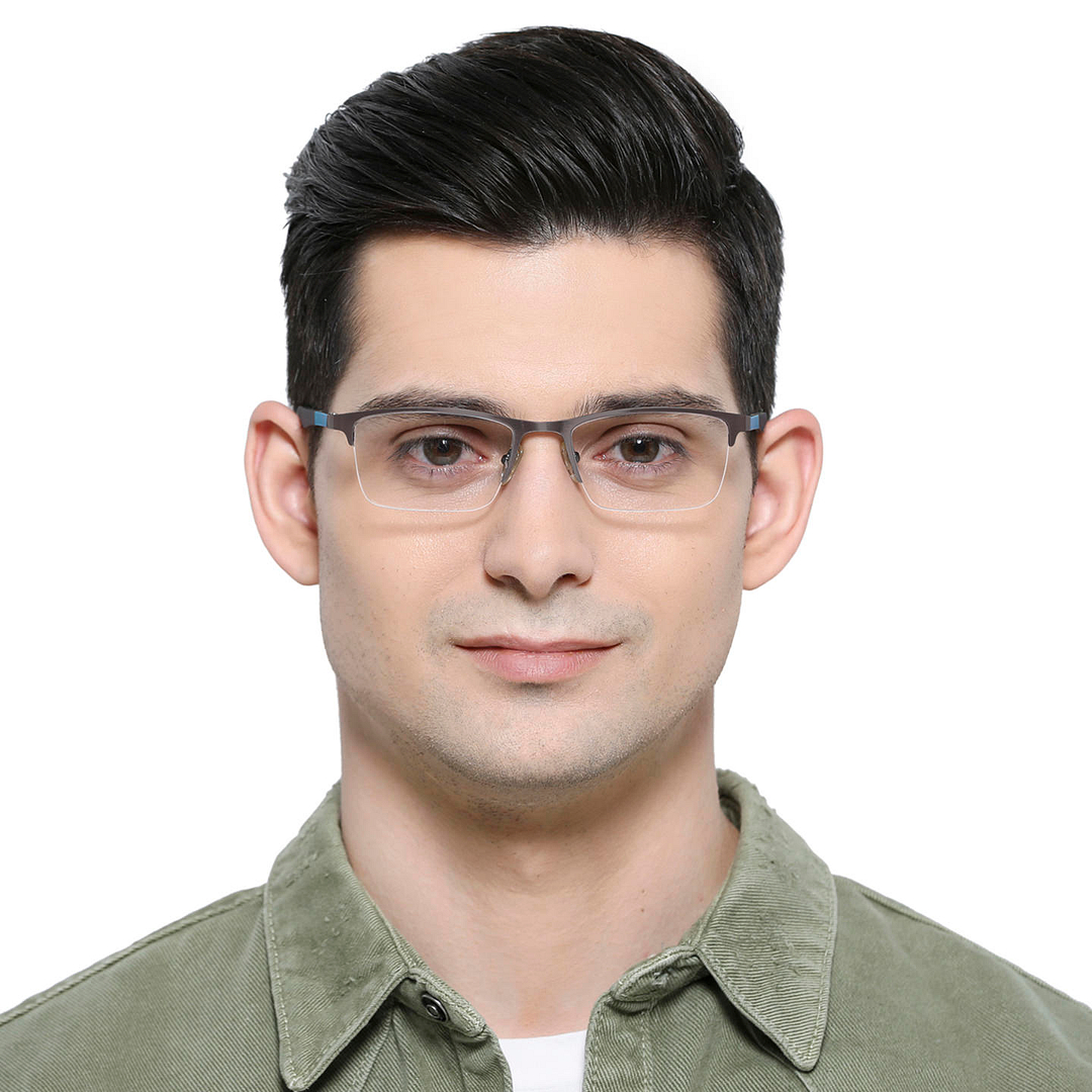 Lenskart Air Online Mid Gunmetal Half Rim Rectangle left side