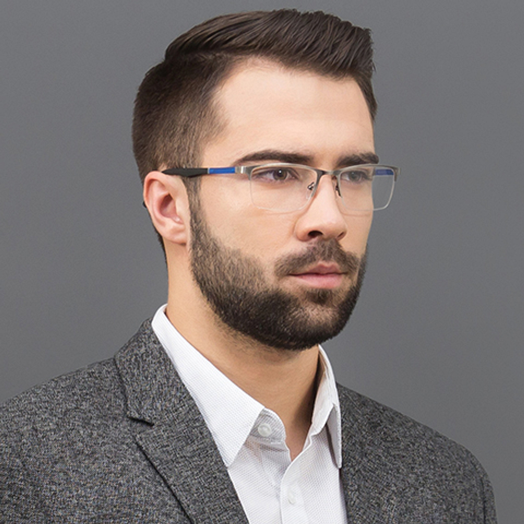 Lenskart Air Online Mid Gunmetal Half Rim Rectangle left side