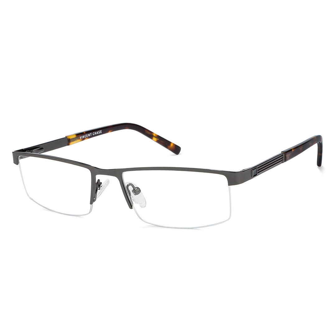 Vincent Chase Online Mid Gunmetal Half Rim Rectangle left side