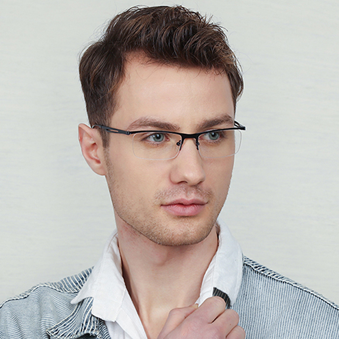 Vincent Chase Online Sky Blue Half Rim Rectangle left side