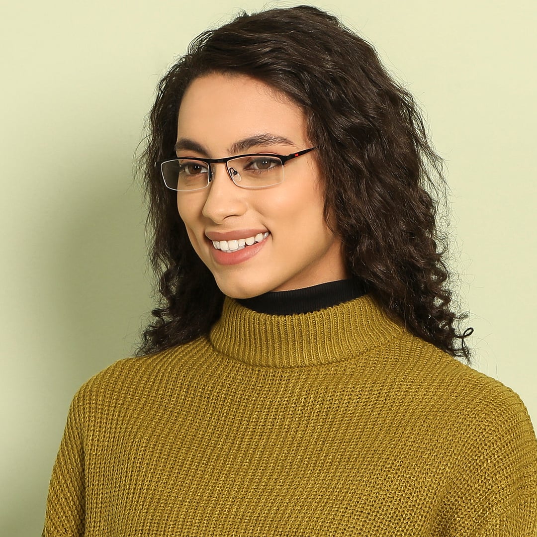 Vincent Chase Online Black Half Rim Rectangle left side