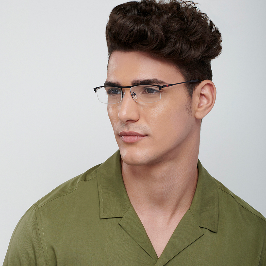 Vincent Chase Online Black Half Rim Rectangle left side