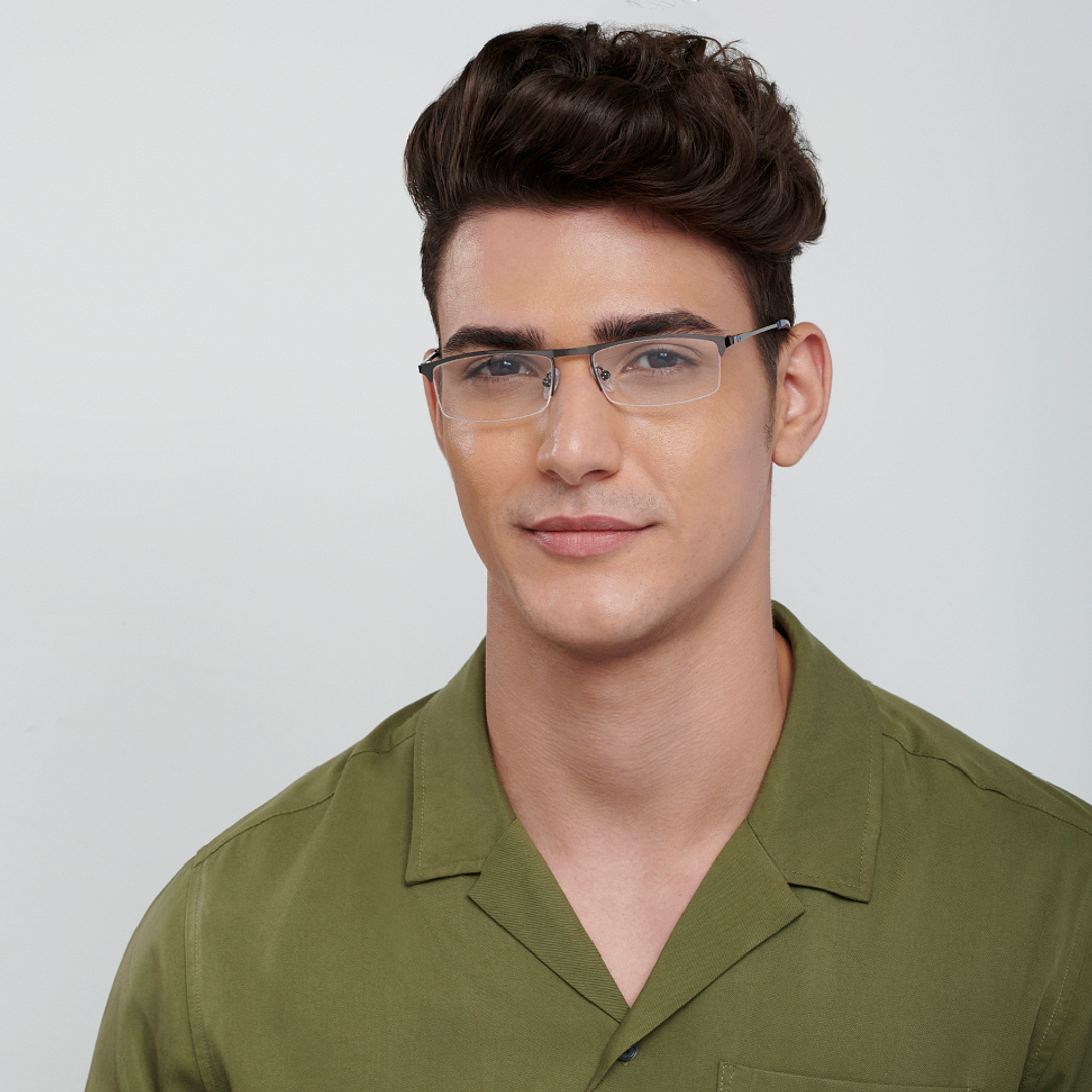Vincent Chase Online Mid Gunmetal Half Rim Rectangle right side