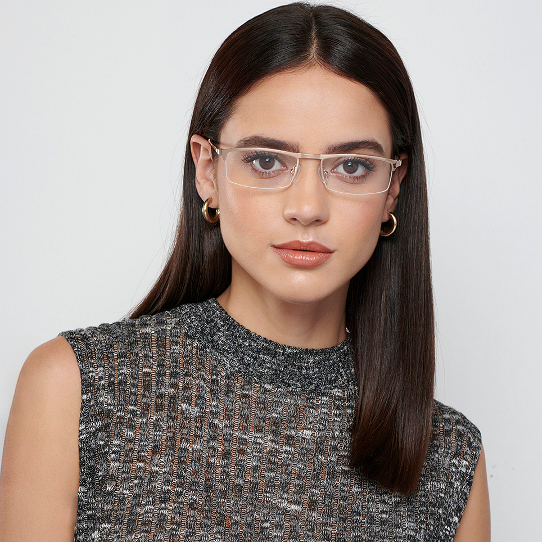 Vincent Chase Online Gold Half Rim Rectangle left side