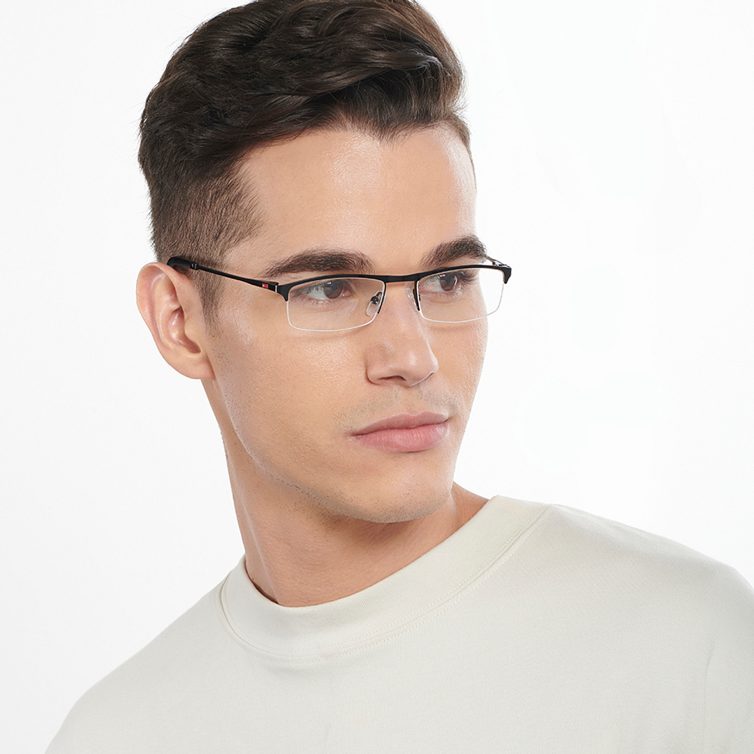 Vincent Chase Black Half Rim Rectangle left side