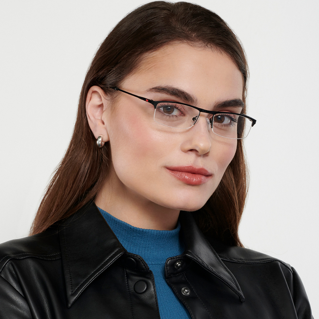 Vincent Chase Black Half Rim Rectangle right side