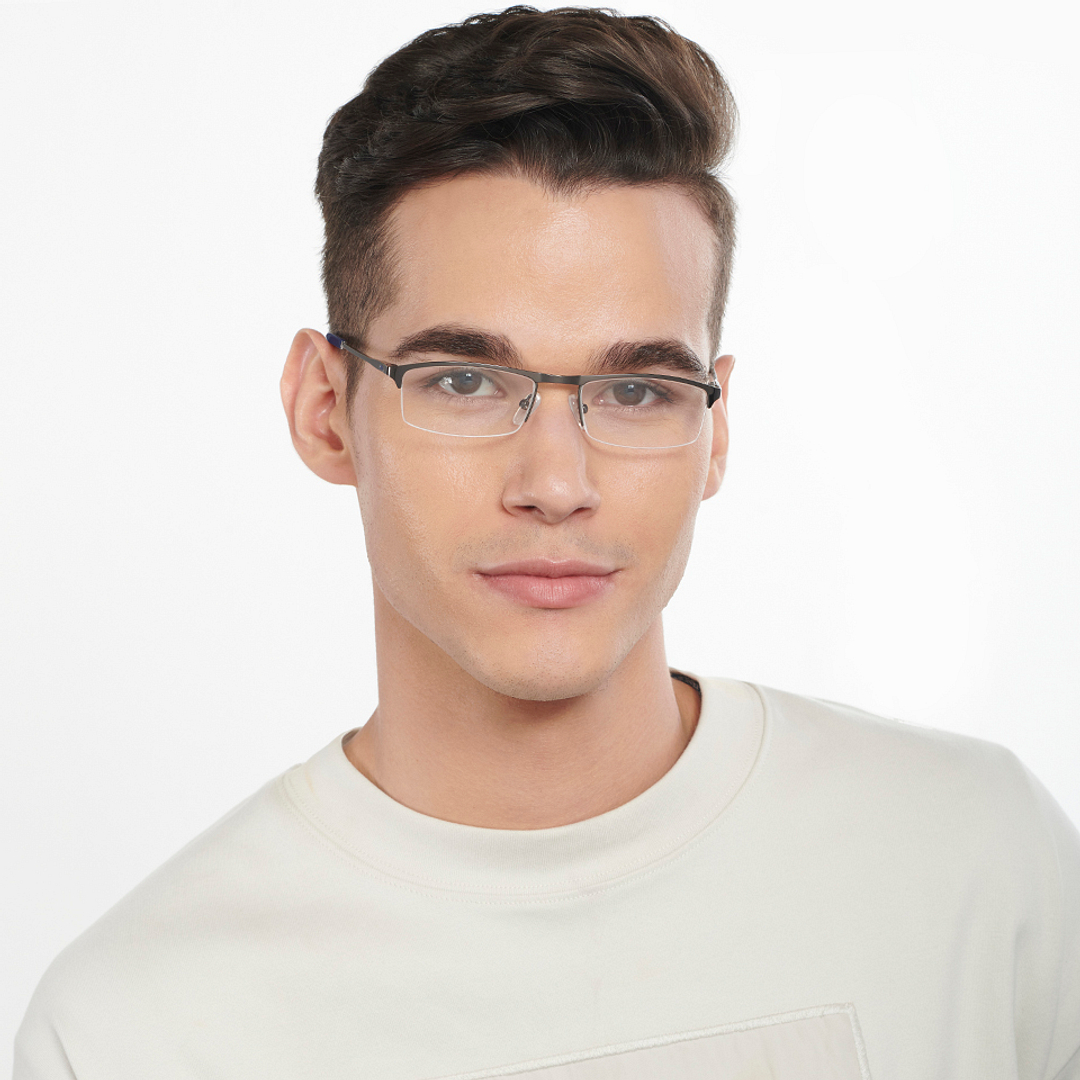 Vincent Chase Online Mid Gunmetal Half Rim Rectangle left side