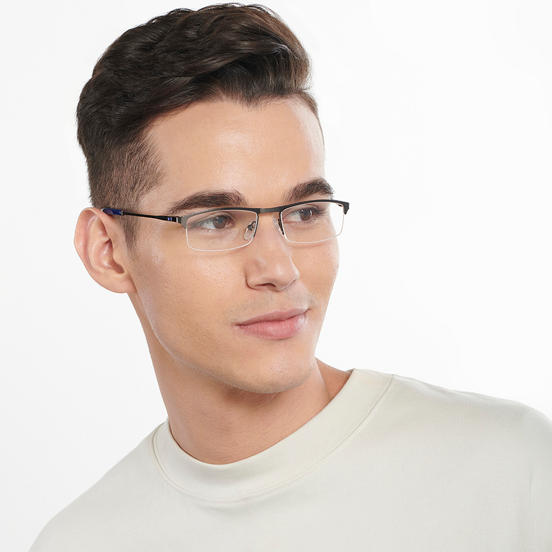 Vincent Chase Online Mid Gunmetal Half Rim Rectangle right side