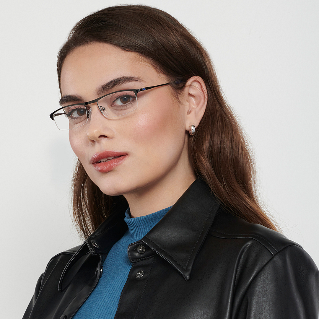 Vincent Chase Online Mid Gunmetal Half Rim Rectangle right side