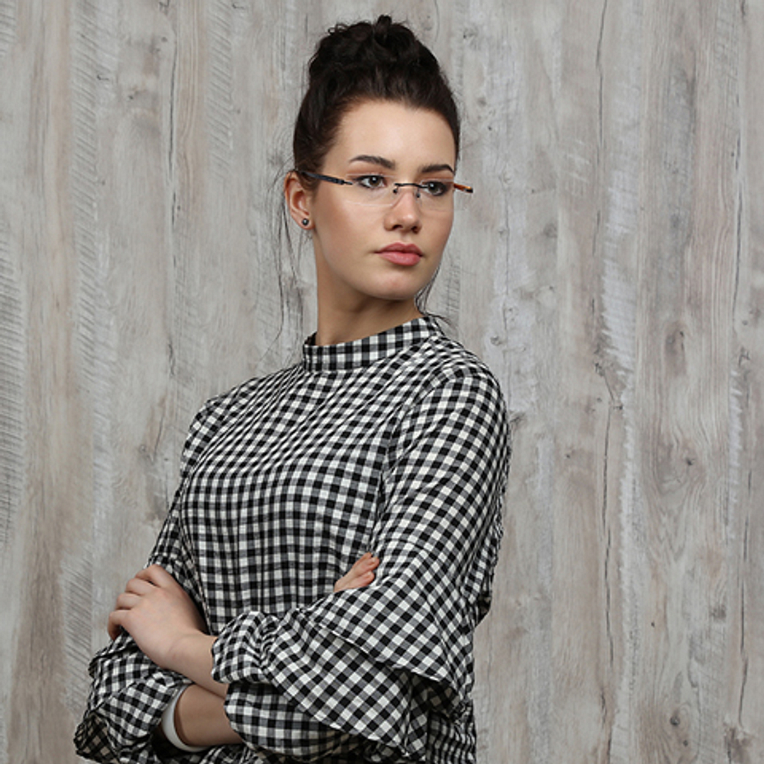 Vincent Chase Online Mid Gunmetal Rimless Rectangle right side