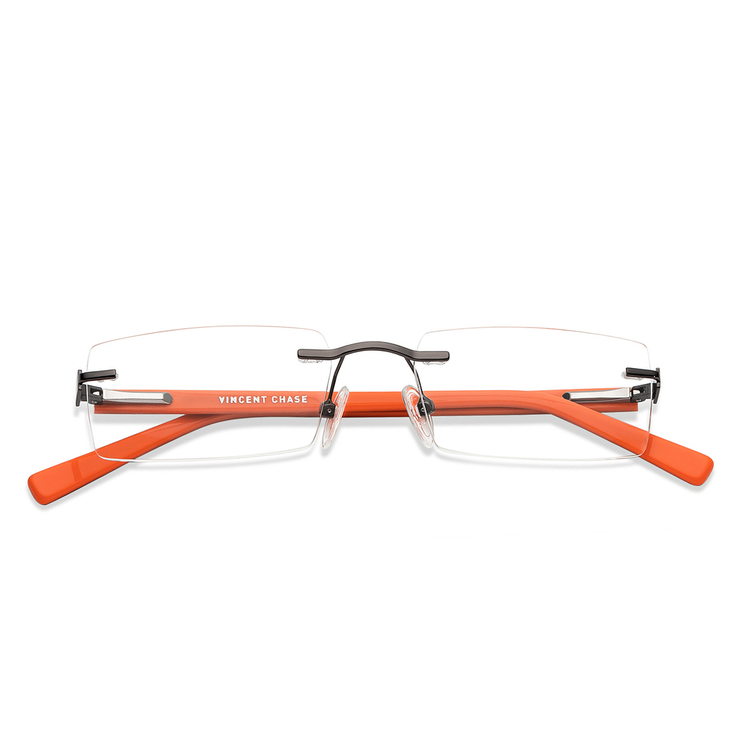Vincent Chase Online Mid Gunmetal Rimless Rectangle right side