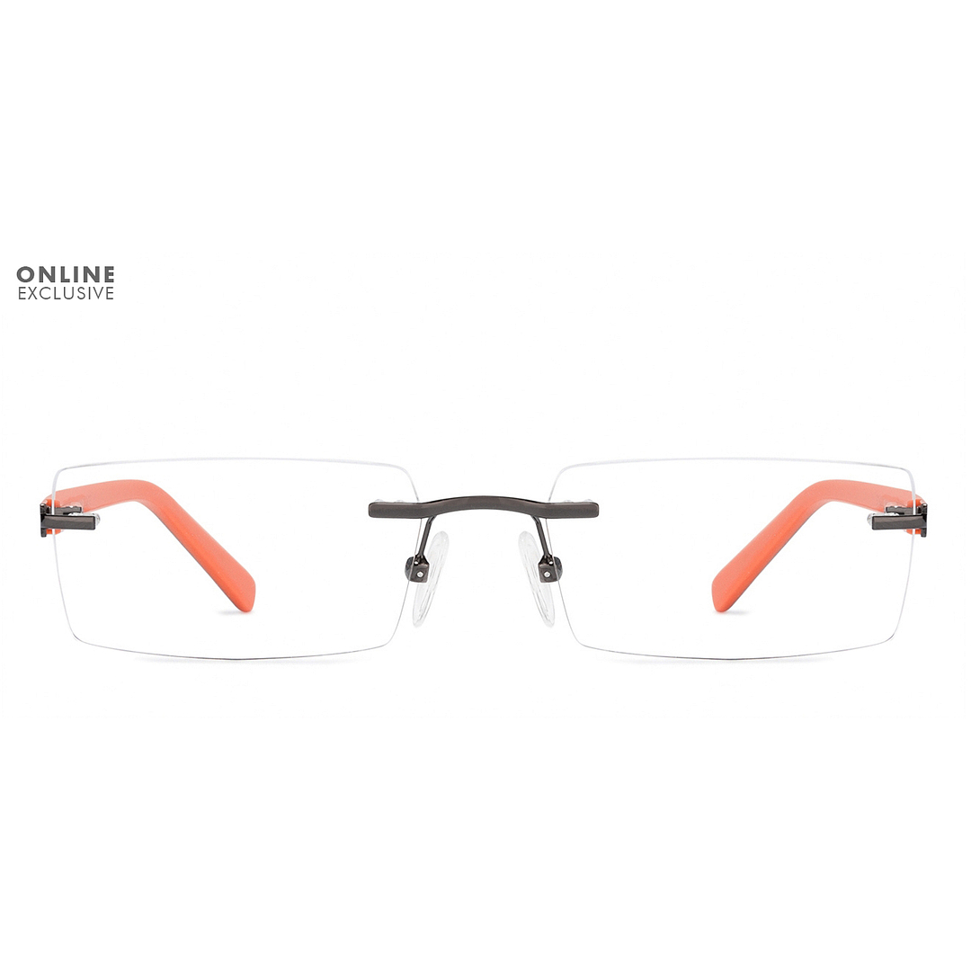 Vincent Chase Online Mid Gunmetal Rimless Rectangle left side