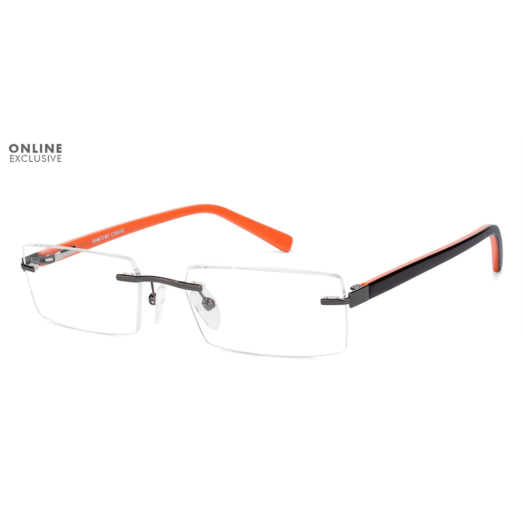 Vincent Chase Online Mid Gunmetal Rimless Rectangle right side