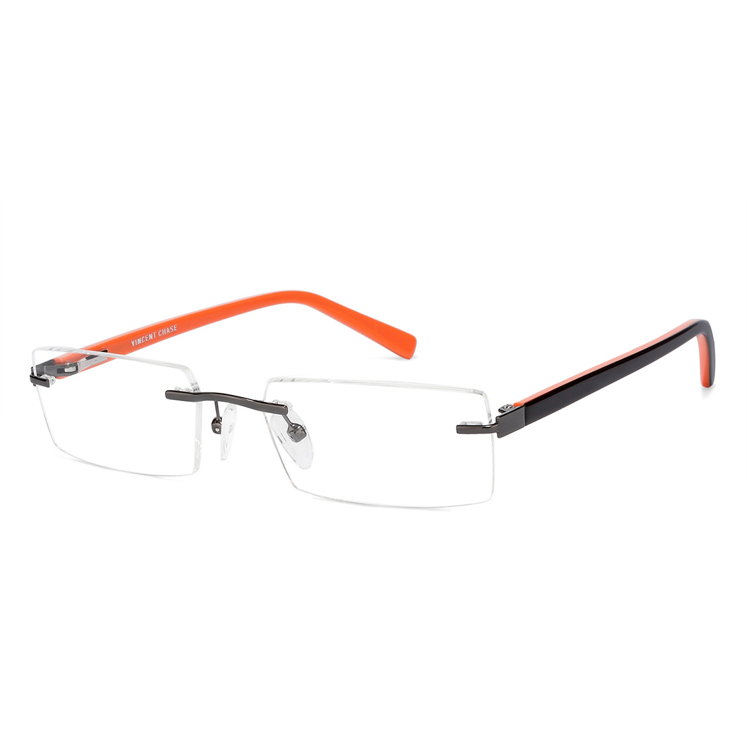 Vincent Chase Online Mid Gunmetal Rimless Rectangle left side