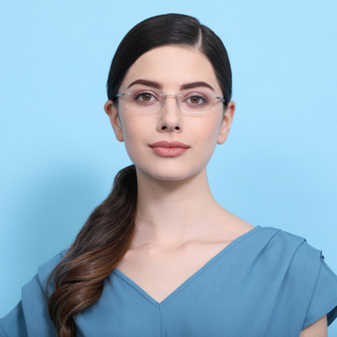 Vincent Chase Online Silver Rimless Rectangle left side