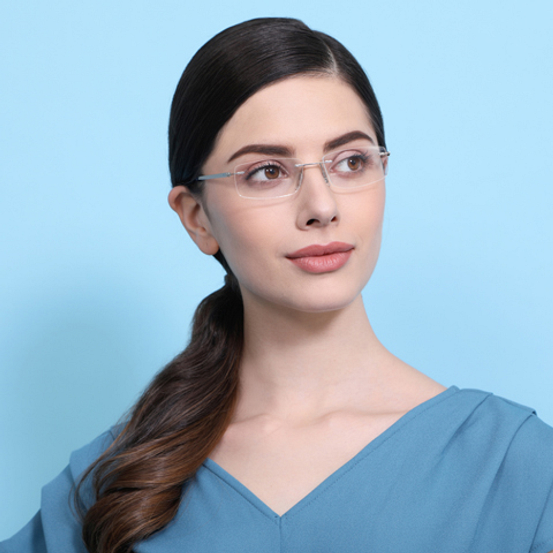 Vincent Chase Online Silver Rimless Rectangle right side