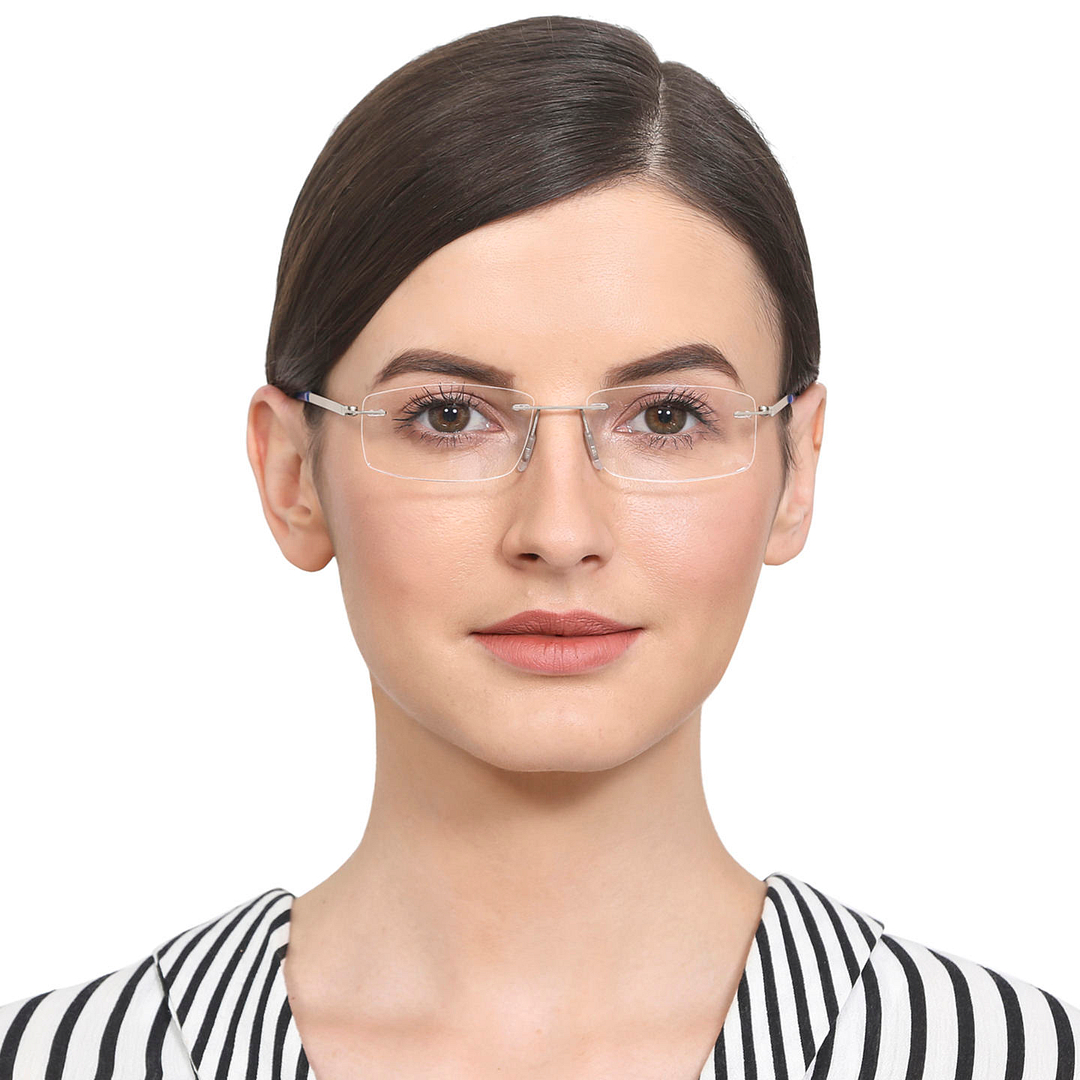 Vincent Chase Online Silver Rimless Rectangle left side