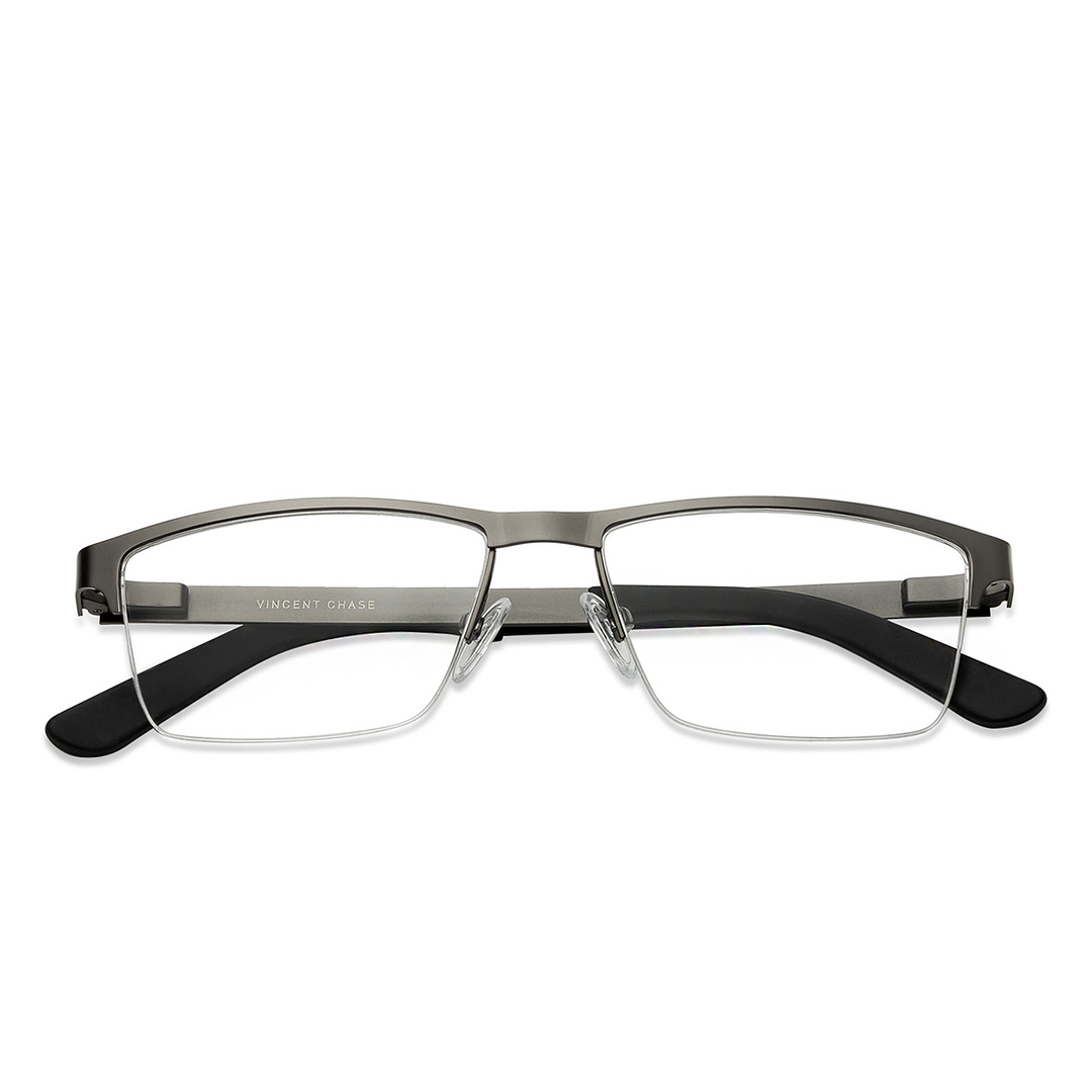 Vincent Chase Online Mid Gunmetal Half Rim Rectangle left side