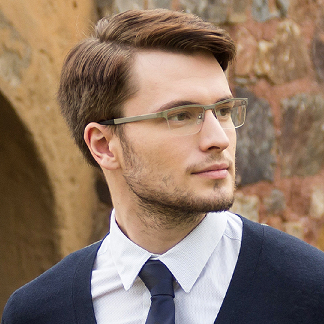 Vincent Chase Online Mid Gunmetal Half Rim Rectangle left side