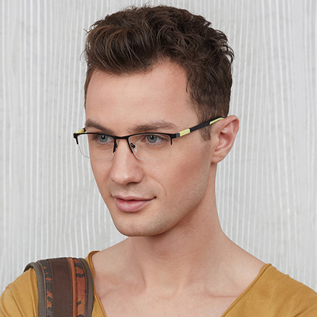 Lenskart Lenskart TOI Special: Black Yellow Half Rim Rectangle Lenskart TOI Special OTHERS VC E10484-C7 left side