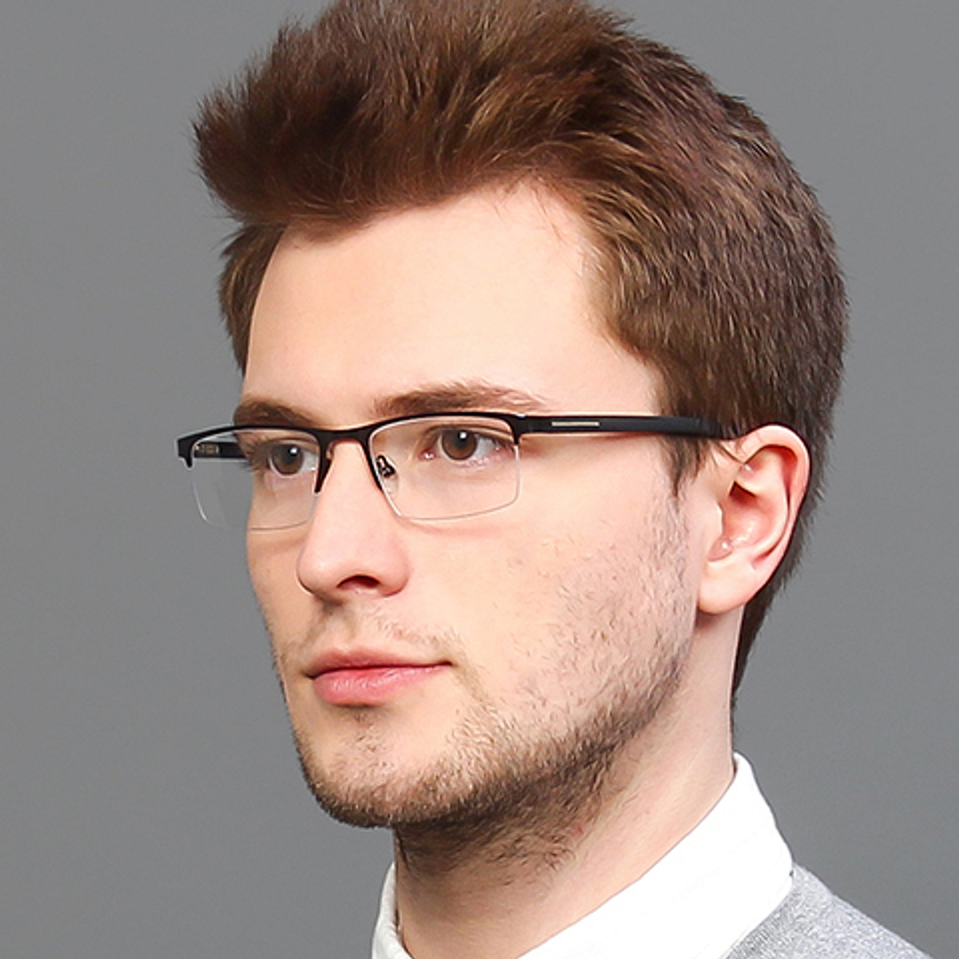 Lenskart Air Online Mid Gunmetal Half Rim Rectangle left side