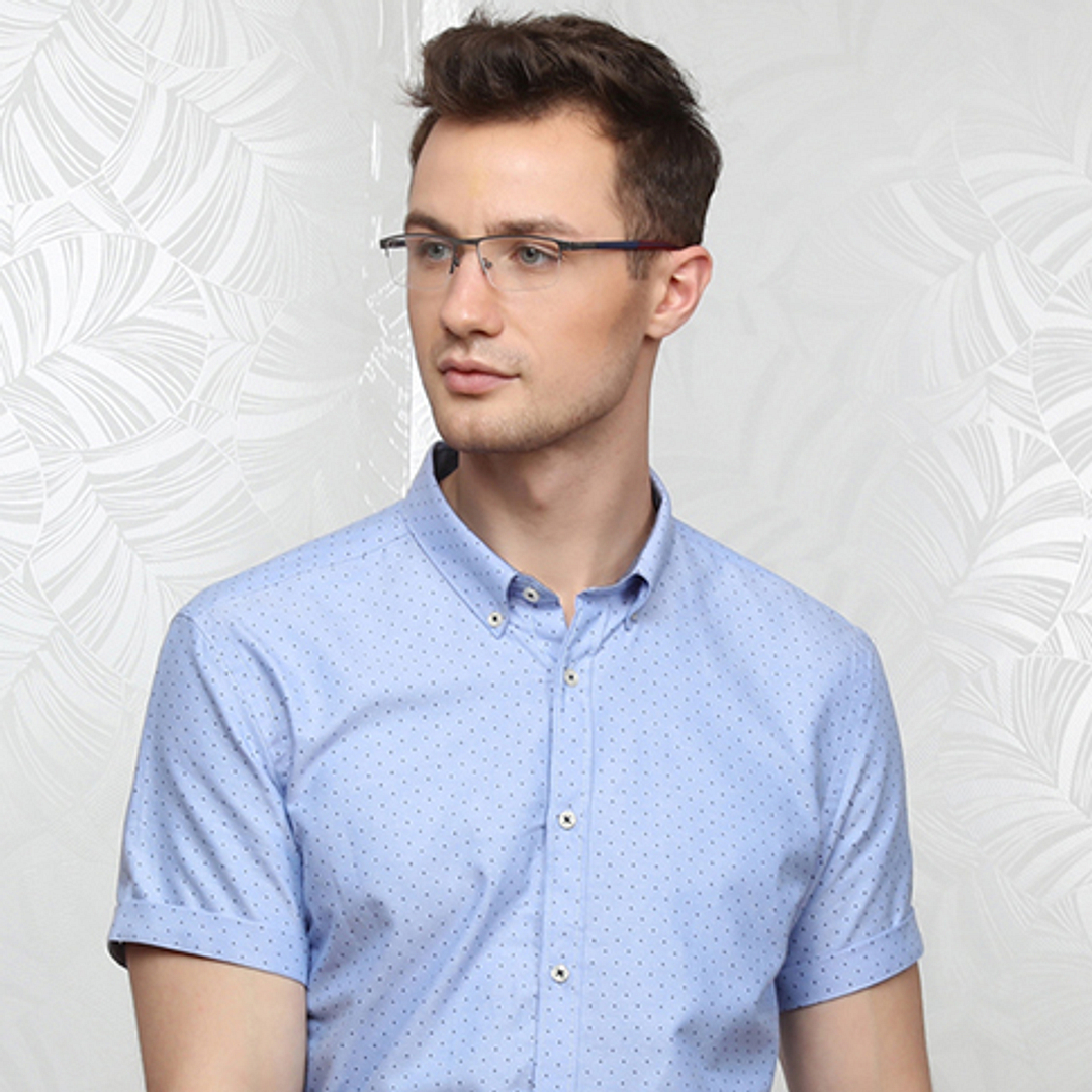 Lenskart Lenskart TOI Special: Lenskart Air: Gunmetal Blue Red Half Rim Rectangle Lenskart TOI Special OTHERS VC E10488-C2 left side