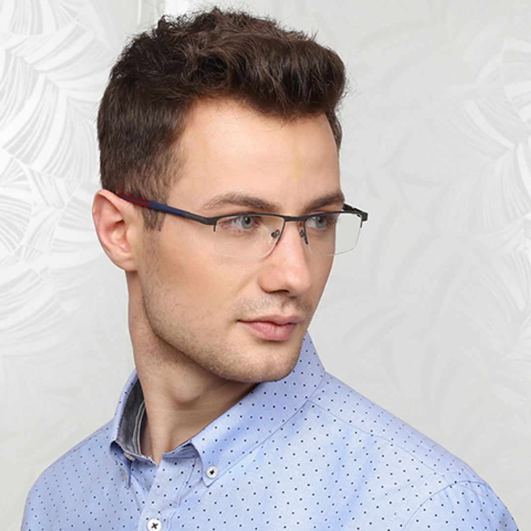 Lenskart Lenskart TOI Special: Lenskart Air: Gunmetal Blue Red Half Rim Rectangle Lenskart TOI Special OTHERS VC E10488-C2 right side