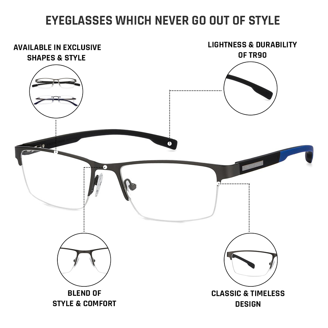 Lenskart Air Online Mid Gunmetal Half Rim Rectangle right side