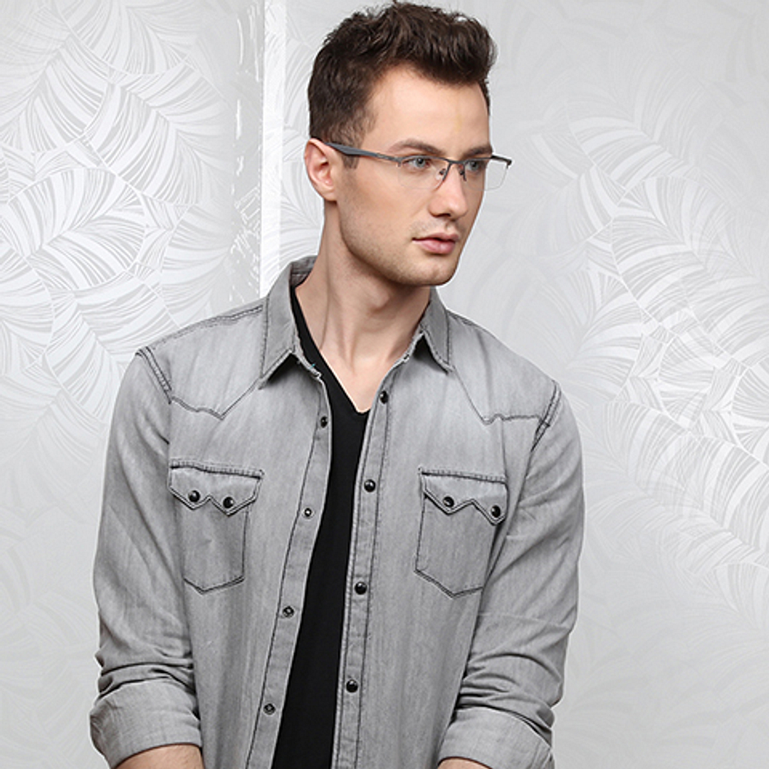 Lenskart Air Online Mid Gunmetal Half Rim Rectangle right side