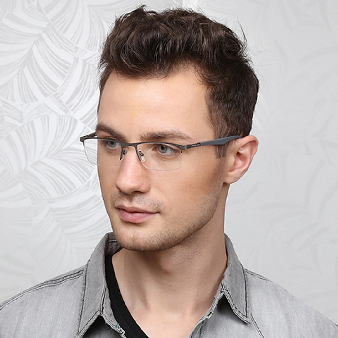 Lenskart Air Online Mid Gunmetal Half Rim Rectangle left side
