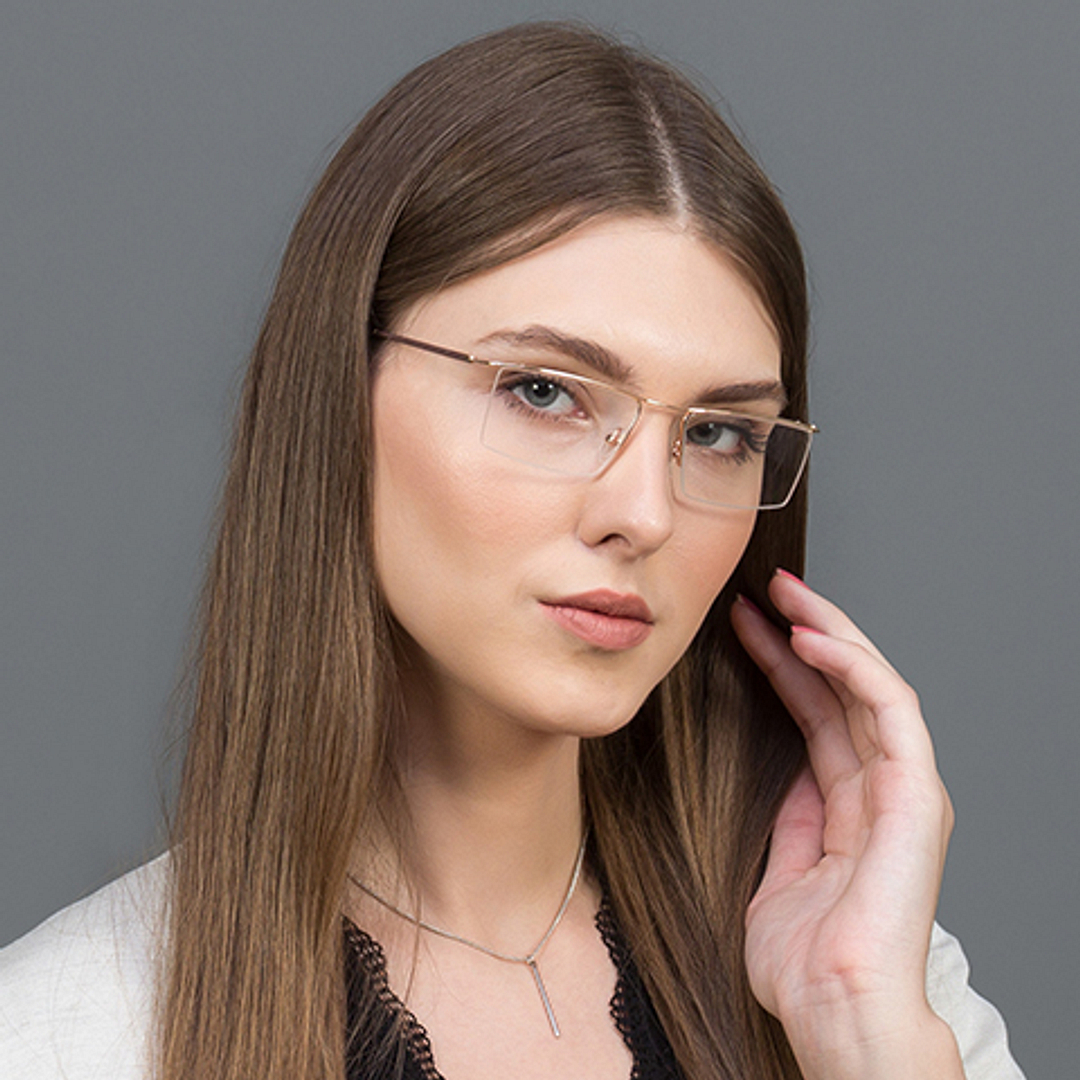 Lenskart Air Online Gold Half Rim Rectangle right side